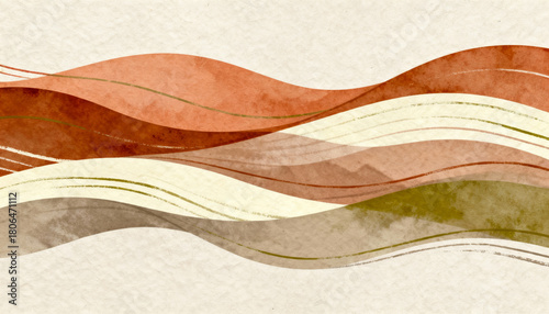 Abstract Wavy Background with Earthy Tones and Textured Effects