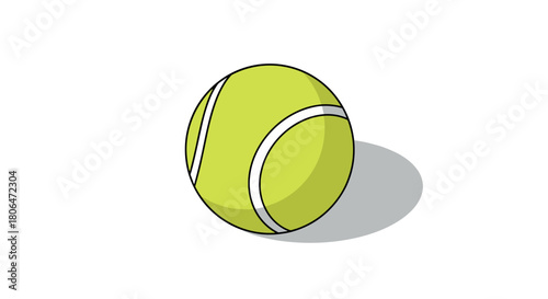 Bright tennis ball with shadow on white background