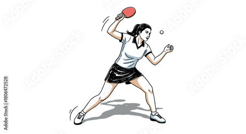 Dynamic table tennis player in action with paddle and ball