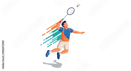 Dynamic badminton player in abstract motion for sports design