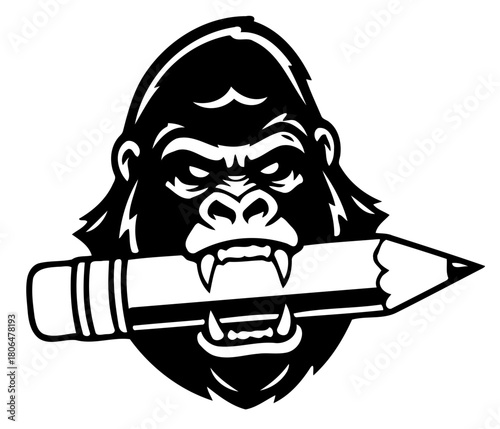 gorilla with pencil