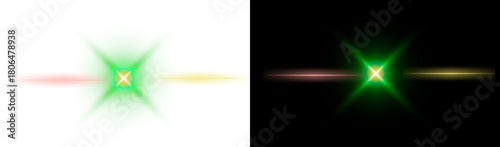 PNG image of Green light effect with red yellow beams abstract overlay PNG transpar