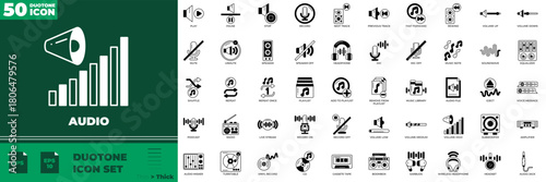 Audio Duotone Editable Icons set