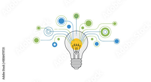 Light bulb with connections isolated on represents innovation