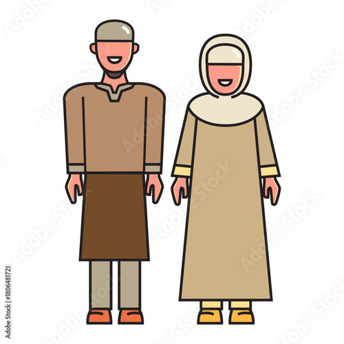 Muslim man and woman vector image.