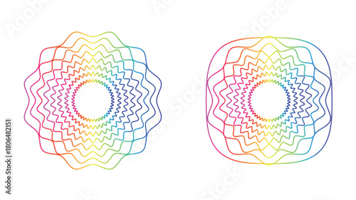 波や幾何学模様による円形図形