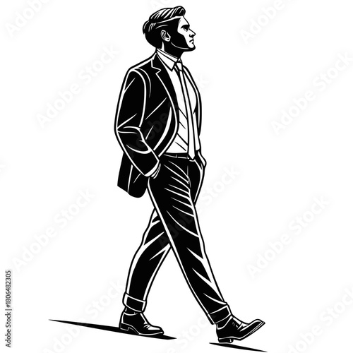 Man in suit with cane vector illustration cartoon style