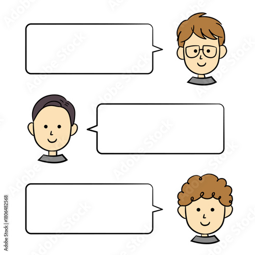 男性の顔シンプルアイコン_吹き出しあり