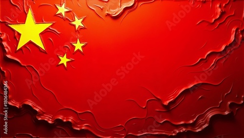 The flag of the People's Republic of China painted with colors.
