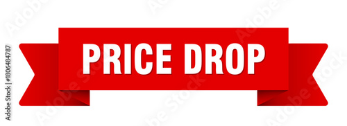 price drop ribbon isolated on transparent background. price drop ribbon