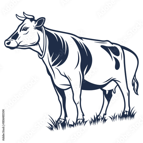 Cow vector art silhouette style with white background