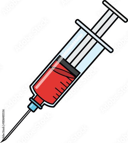 Syringe with Blood Vector Illustration