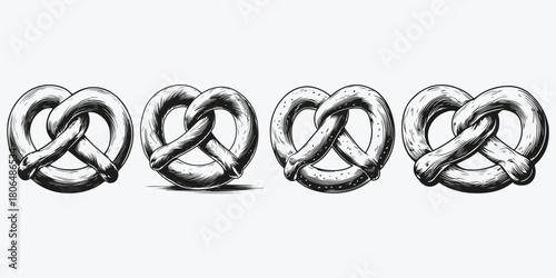 pretzel sketch illustration vector set