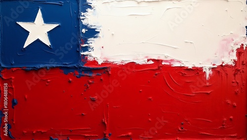 The flag of Chile painted with colors.