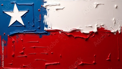 The flag of Chile painted with colors.