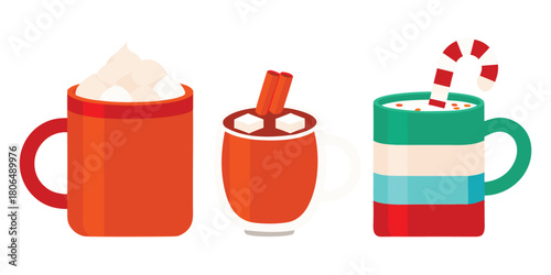 Hot chocolate cocoa winter holiday drink beverage sweet mug cup marshmallows cinnamon candy cane