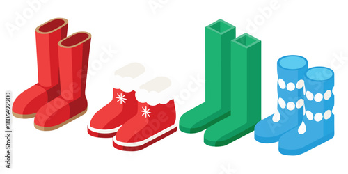 Boots footwear winter snow rain fashion style red green blue cute warm cozy