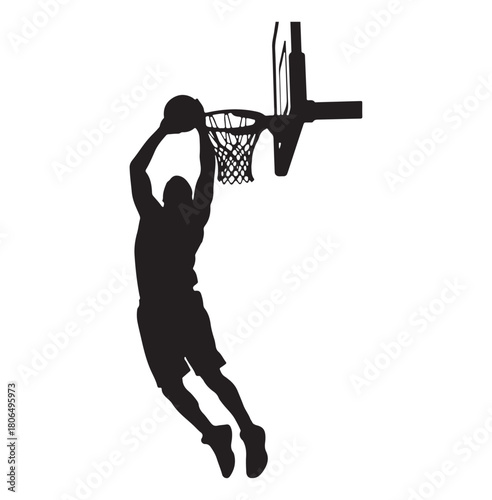 Basketball Dunk Action Silhouette