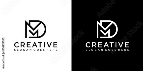 MD or DM initial letter logo design vector