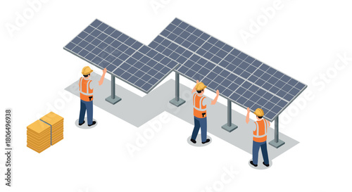 Isometric construction machinery and bridge elements illustration