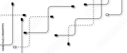 Abstract black futuristic technology background. Technology background with crossed lines and dots.