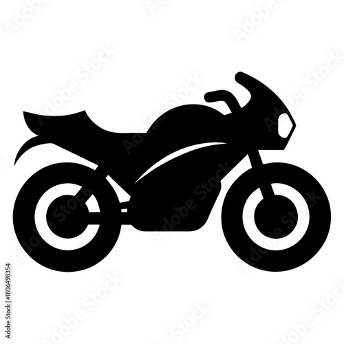 A sleek black motorcycle depicted in a clean silhouette style