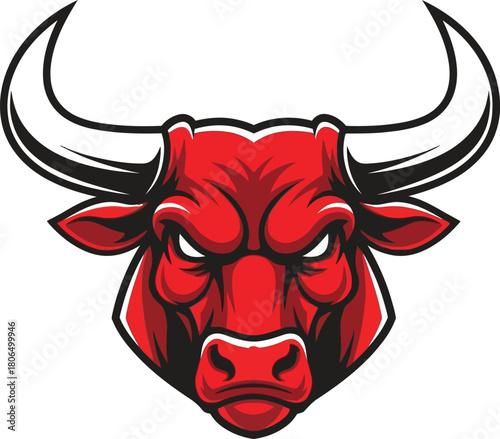 illustration of a red bull head isolated on white background