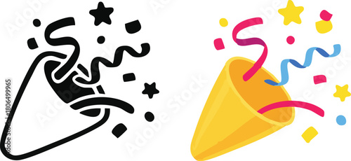 Party confetti icon set , Confetti explosion icon for celebration or party, Cartoon emoji of birthday confetti explosion.  Vector illustration !