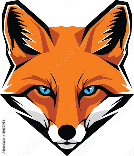 Illustration of fox head logo isolated on, a modern and minimalist design