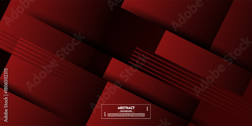Dark red premium abstract background with overlapping layers and dynamic shadows. Dynamic rectangular pattern background for wallpaper. Eps 10