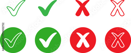 Green checkmarks and red xs representing correct and incorrect choices
