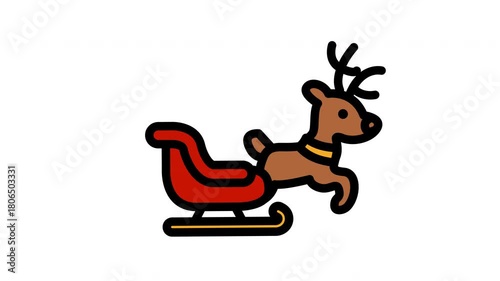 Reindeer pulling a christmas sleigh, suitable for holiday themed designs, cards, and festive graphic projects. Perfect for seasonal graphics.