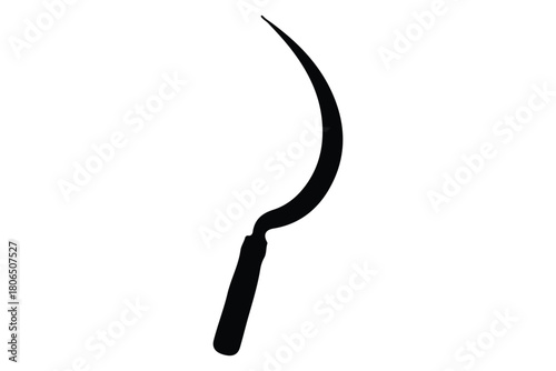 Grass sickle silhouette vector, sickle tool black silhouette