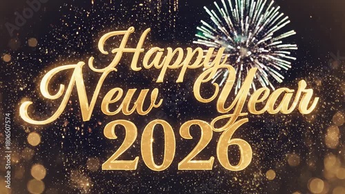Happy New Year 2026 Fireworks Celebration Greeting Card.