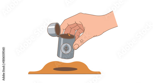 Planting Seeds A Hand Opening a Seed Canister and Starting New Life in the Soil