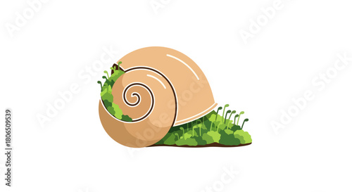 Snail on Greenery, a Symbol of Patience and Nature's Slow Rhythm