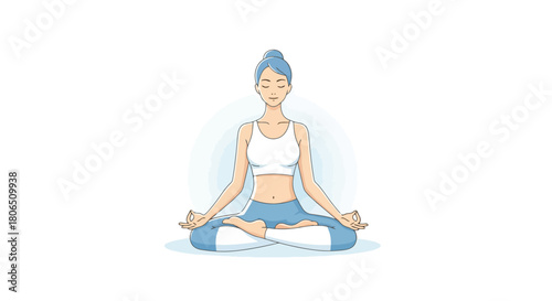 Woman in Lotus Position Meditating A Peaceful Illustration for Relaxation and Wellness