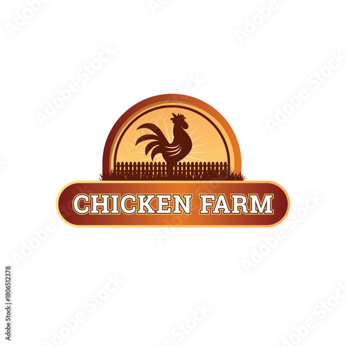 Chicken farm logo design template