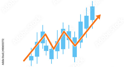 Candlestick graph showcasing uptrend market movement with distinct pattern showing price fluctuation