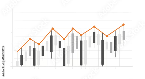 Financial Market Analysis with Candlestick Charts Illustrating Growth Trends and Volatility