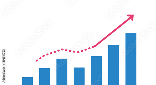 Animated Chart Illustrating Progression with Bars and an Ascending Line indicating success
