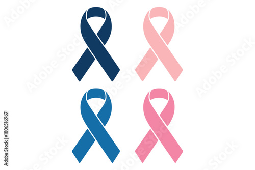 Pink and blue awareness ribbons symbolize support for health causes.