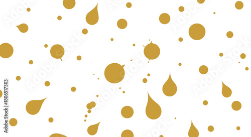 Elegant golden droplets on white background create a modern and sophisticated design element