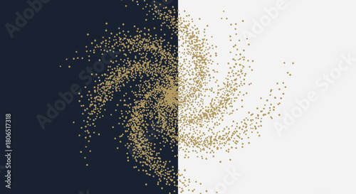 Abstract duality: golden particles flow between darkness and light creating balance