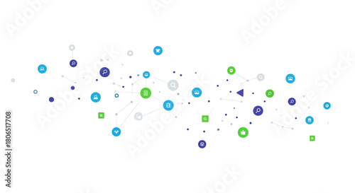 Abstract network communication concept symbolizing interconnected digital interfaces and modern