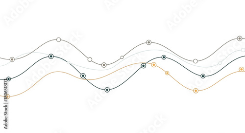 Abstract wavy lines with circular markers illustrating data visualization patterns
