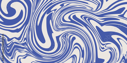 Blue wavy lines abstract background. Trendy psychedelic retro style backdrop. Waves, swirl and twirl pattern. Twisted distorted vector texture. Y2k aesthetic design