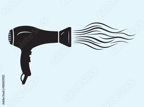 Hair Dryer Blowing Powerful Air in Minimal Silhouette Design
