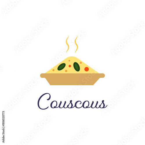 Steaming Couscous Dish  Flat Design Food Illustration