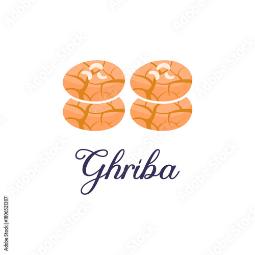 Ghriba Moroccan Cookies  Flat Vector Food Illustration